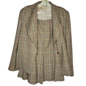 Vintage Austin Reed Women Suit Set Size 16 / XL Plaid Blazer Jacket & Skirt